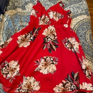 Shien Red Floral Dress